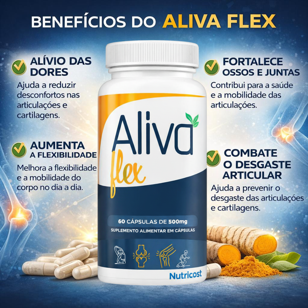 Aliva Flex 60 Caps Articulações E Ossos Suplemento uso Diário