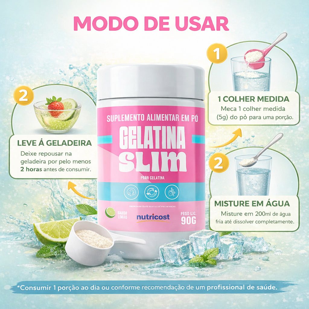 Gelatina Slim Sabor Laranja Em Pó 90g Suplemento Diário