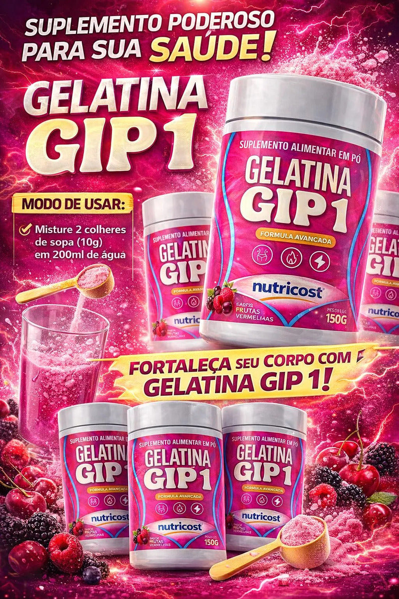 Gelatina Gip 1 Nutricost 150g Frutas Vermelhas