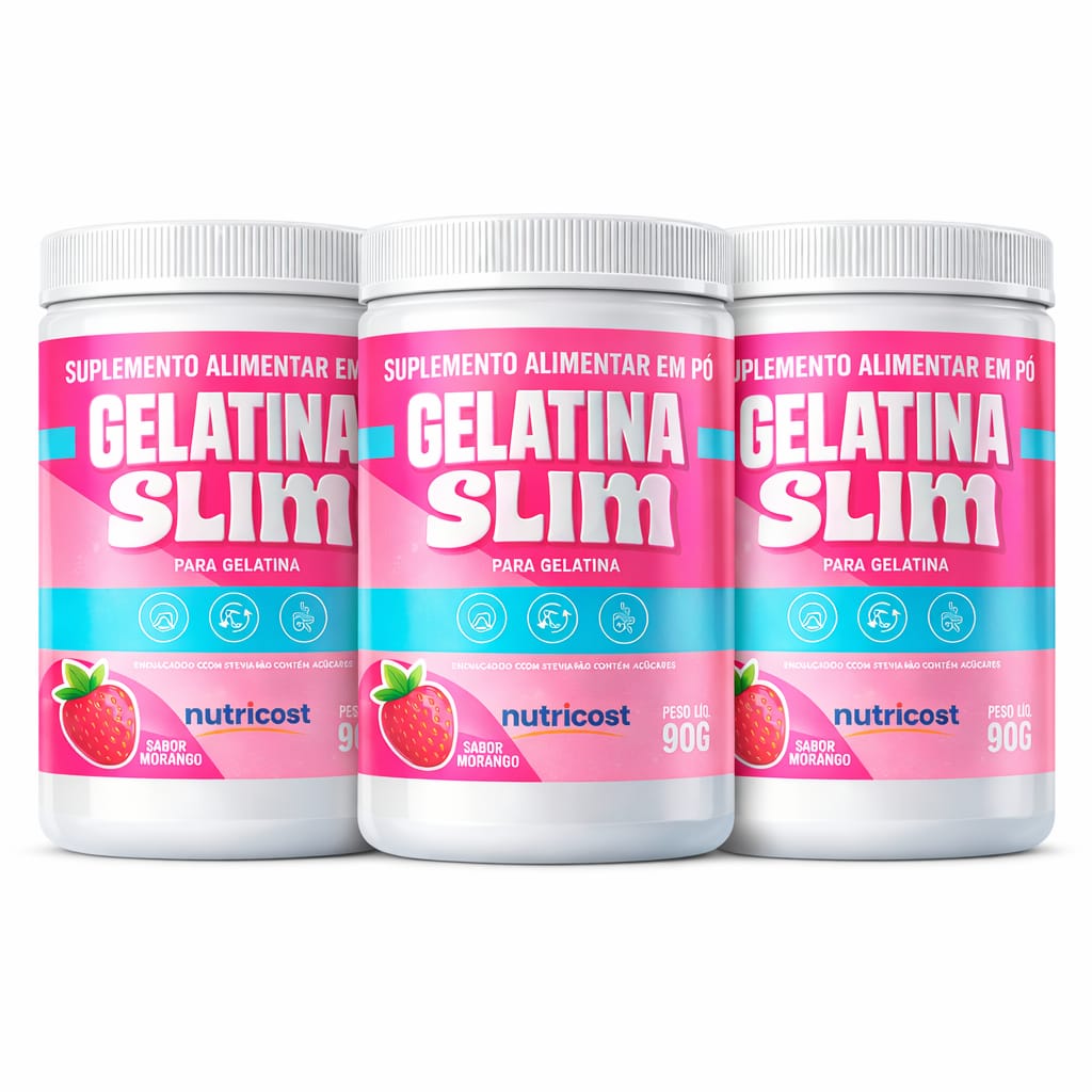 Gelatina Slim em pó 90g Suplemento Uso Diário Fonte de Colágeno