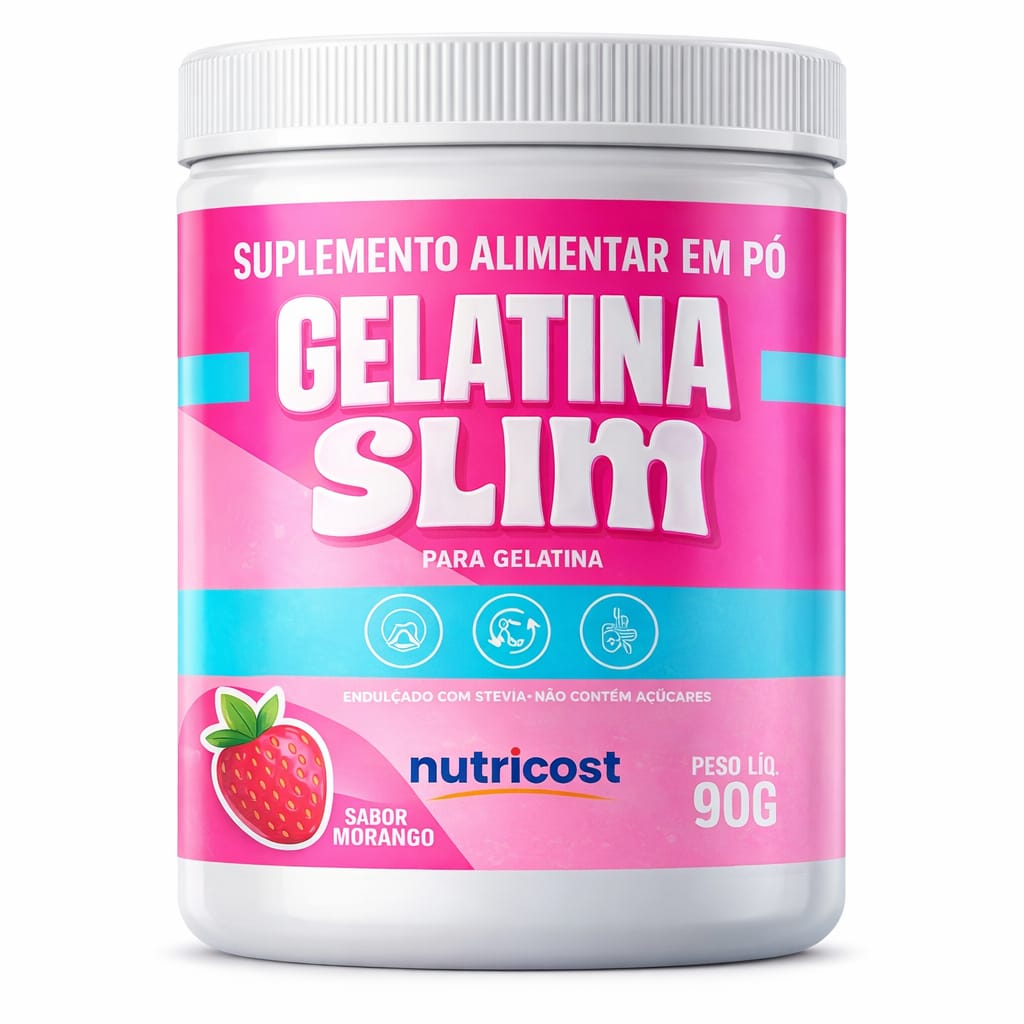 Gelatina Slim em pó 90g Suplemento Uso Diário Fonte de Colágeno